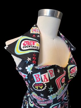 Retro Bedazzled Vegas Pinup Neon Sign Halter Dress